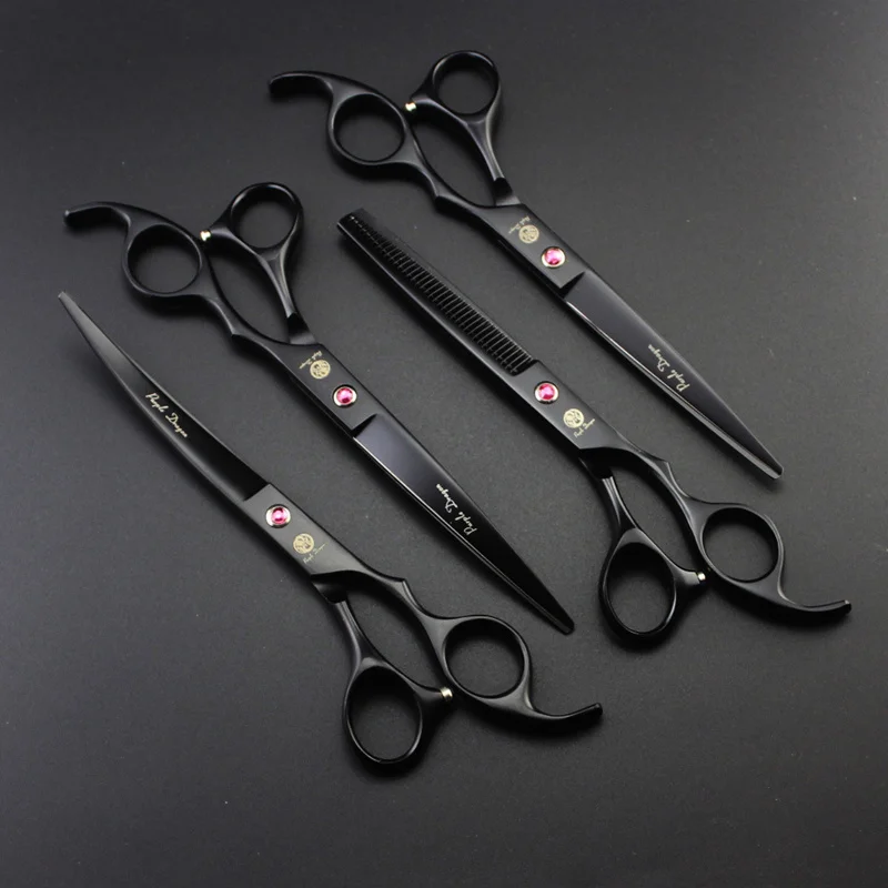 7.0inch Promotion Pet Dog Cat Grooming Scissors Set Straight Curved Cutting Thinning Shears Kit Tesoura Para Hair Thinning Shear