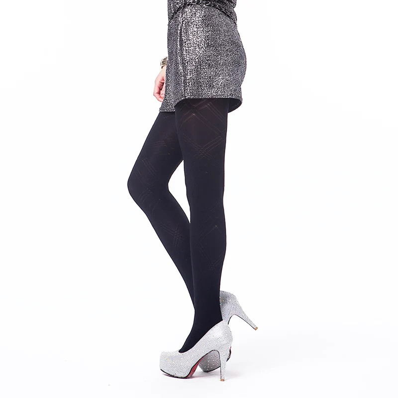 Hot Fashion Spring Autumn Tights 300 Denier Pattern Jacquard Velvet Pantyhose Floral and Plaid High Elasticity