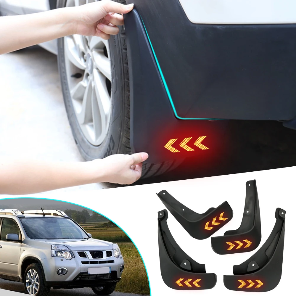 Mud Flap Splash Guards For Nissan X-Trail 2008-2013 For Fender Mudguards Safety Reflective Warning Mud Flaps Car Accessories