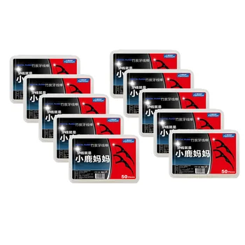 500 יחידות / 10 קופסאות חוטי שיניים מבמבוק פחם לניקוי שיניים חוטי שיניים מבמבוק