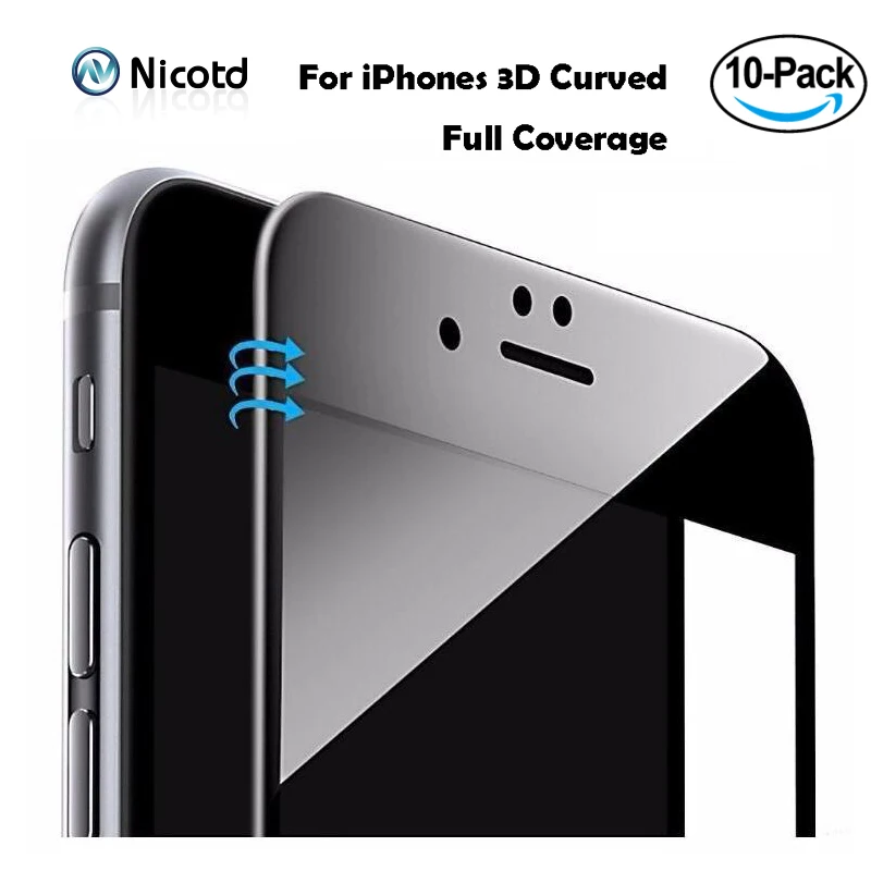 10pcs/lot 3D Curved Carbon Fiber Soft Edge Tempered Glass For iPhone 8 Plus 6S 6 Plus Phone Screen Protector Film For iPhone 7 8