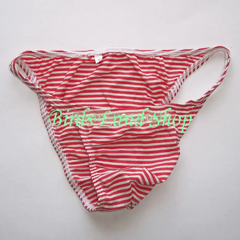 Mens String Bikini Stripe Jersy Poly/Cotton/Spandex G377C Narrow Waist