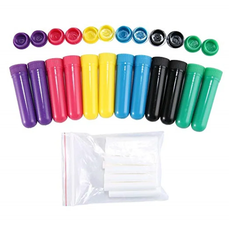 free shipping 180sets/lot Colorful Menthol Blank Nasal Inhaler Sticks blank nose inhaler with High Quality Cotton Wicks