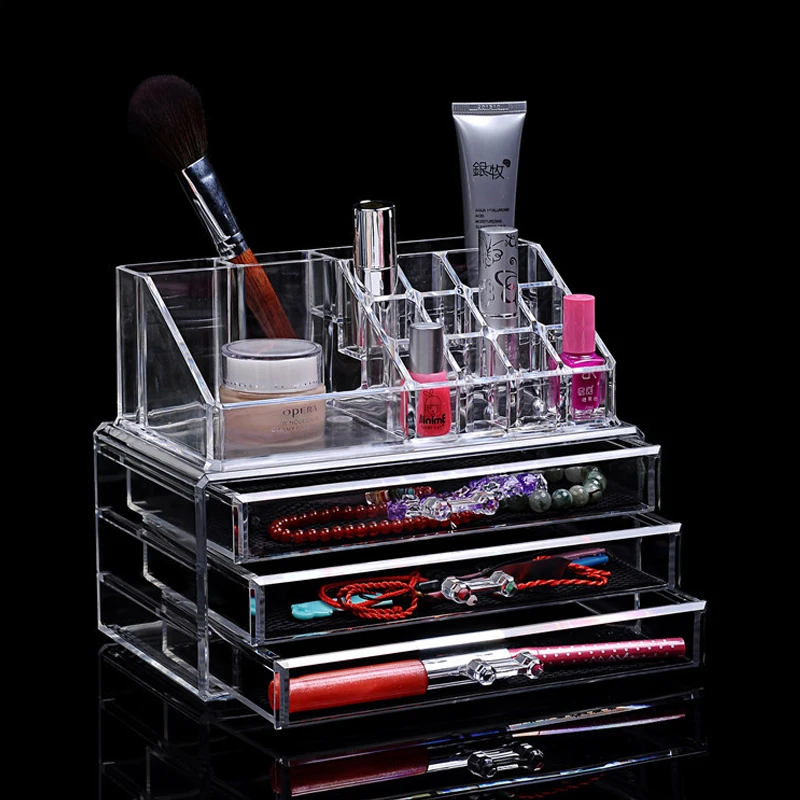 

New Clear Acrylic Makeup Organizer Storage Box Cosmetic Organizer Desktop Makeup Drawer Organizer Lipstick Jewelry Makeup Box