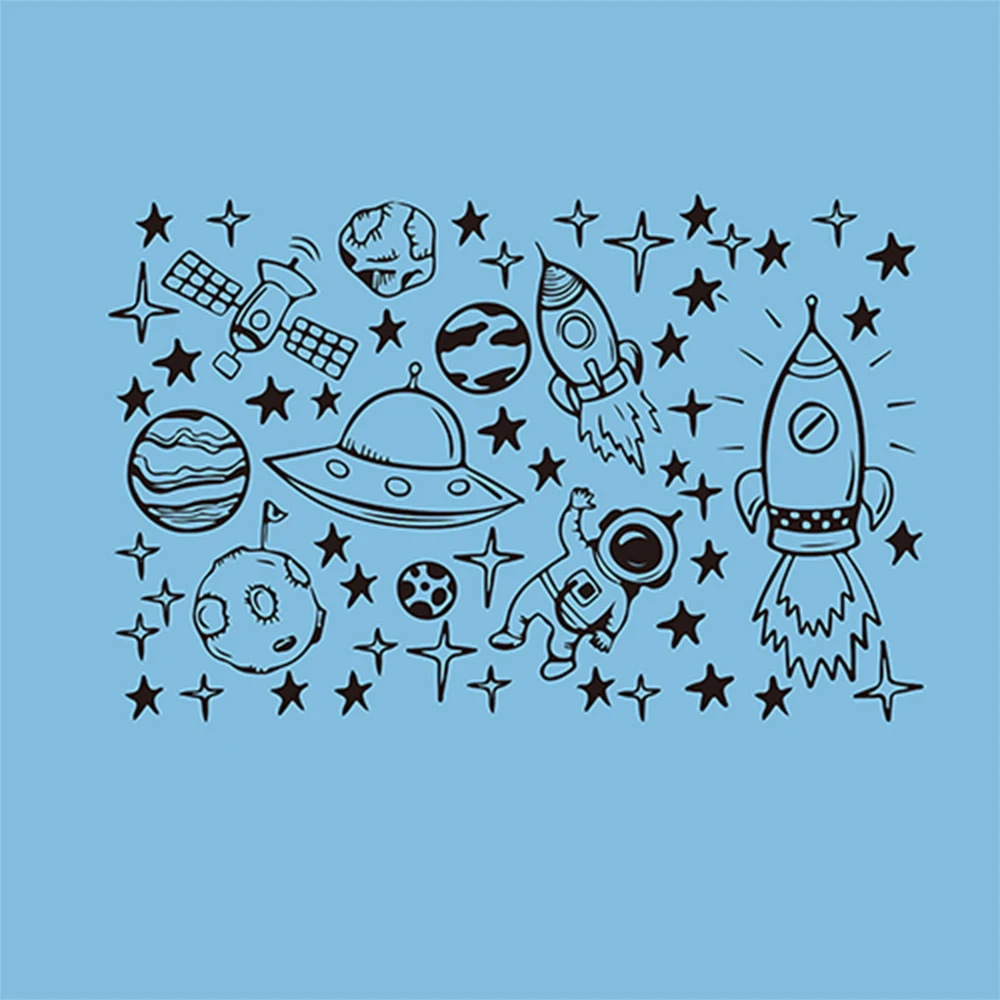 Space Rocket Astronaut Star Wall Sticker Boy Room Kids Room Satellite Space Earth Wall Decal Nursery Bedroom Vinyl Home Decor