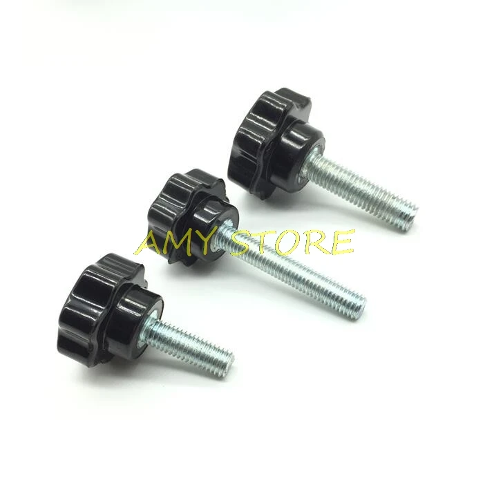 

5Pcs M6 M8 M10 Black Bakelite hand Screw Star Round Fillister Head Plastic Handle Knob Bolt 10-50mm Length