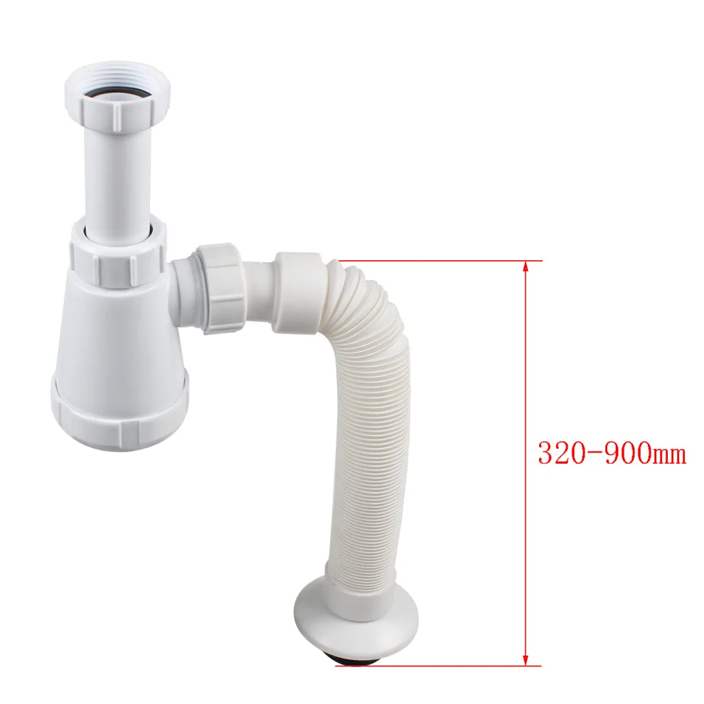 Talea White Bottle P-Trap Waste Bathroom Floor Basin Sink Pipe Adjustable Height Basin Plumbing Hose waste water drain connector