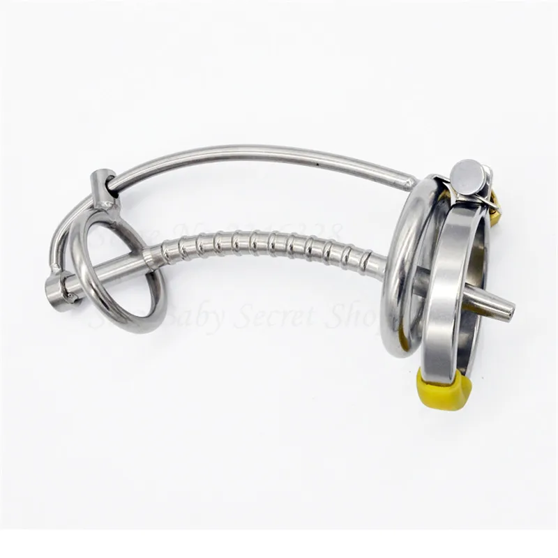 3 Ring 304 Stainless Steel Male Chastity Device with Catheter Cock Cage,Penis Ring,Penis Lock,Chastity Belt Sex Toys for Men