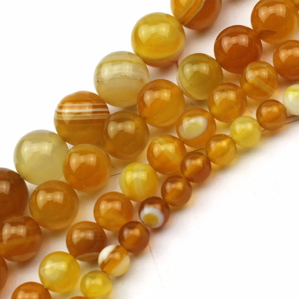 Natural Yellow Sardonyx/ Agate Natural Stone Diy Loose Beads For Jewelry Making Strand 15"