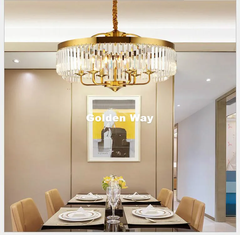 Free Shipping D60cm/D80cm Brass Color K9 Crystal Pendant Lamp With LED Lights, Lustre De Crystal,Lustres De cristal Hanging Lamp