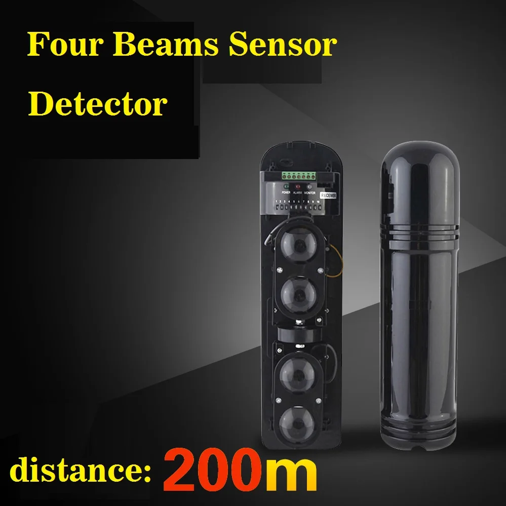 Anti-intrusion Four Beams Intelligent IR Photocell Sensor  indoor Detctor distance : 600M For Home Alarm Systtem