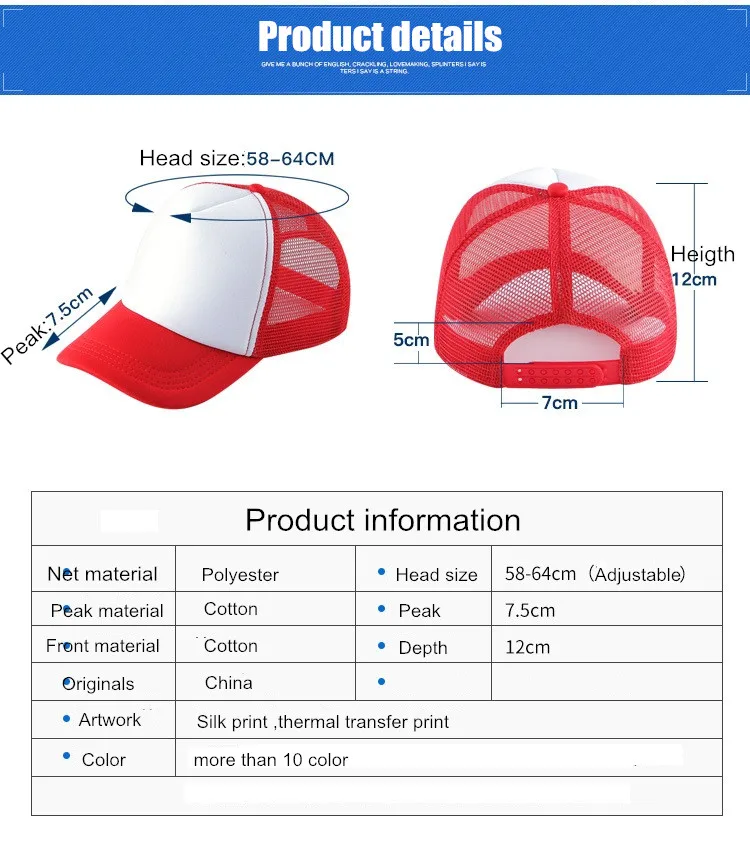 1-teilige Sommer-Trucker-Mütze mit individuellem Logo für Männer und Frauen, Netz-Polyester-Baseballkappe, bedrucktes Netz, Papa-Hüte, verstellbares Sonnenhut-Visier – Detail 4