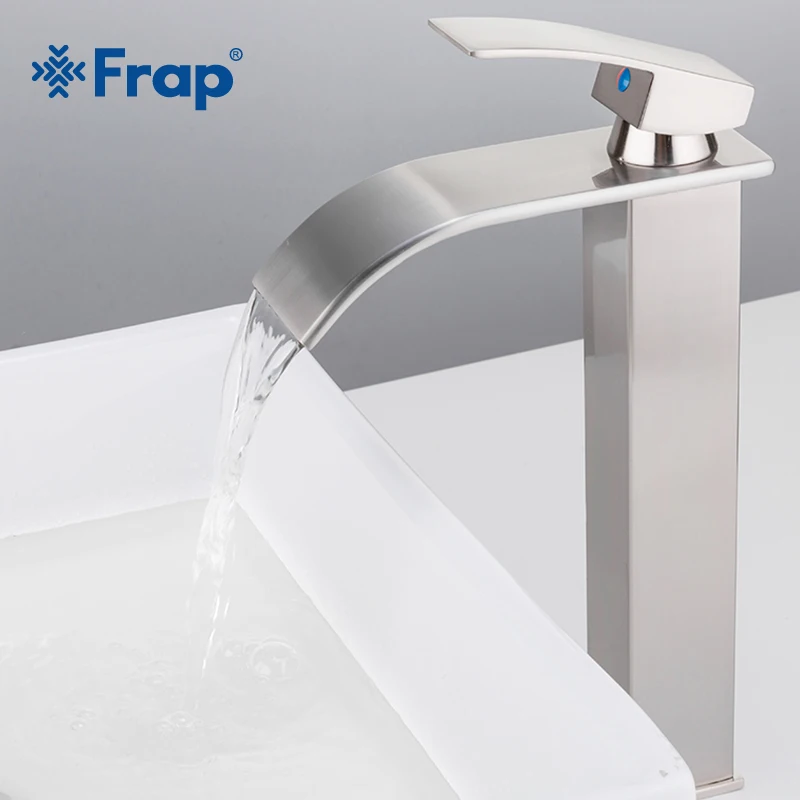 

Frap Hot Sale Nickel Brushed Bathroom Faucet Brass Single Handle Hot & Cold Bathroom High Sink Waterfall Faucet Basin Tap Y10140