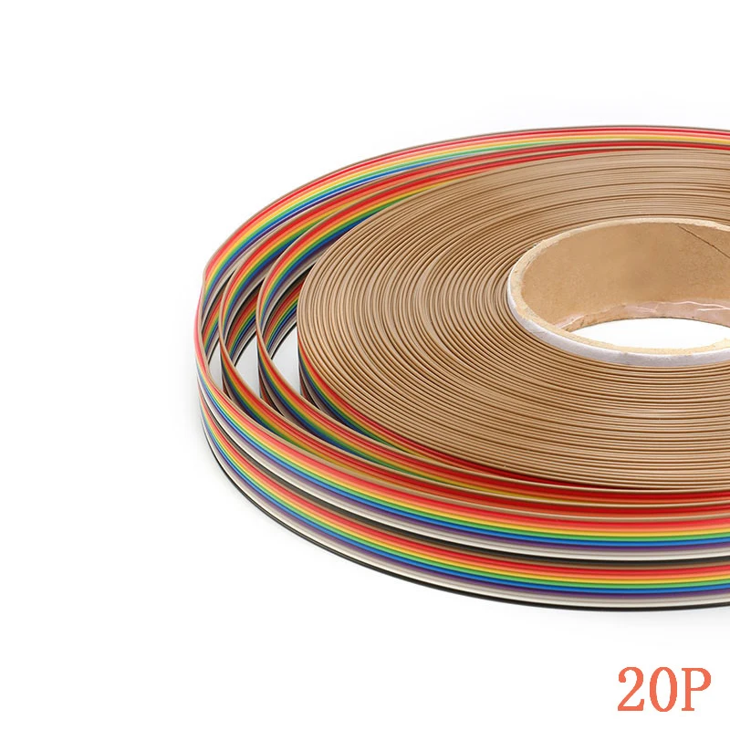 2Meter 6P/8P/10P/12P/14P/16P/34P/40P/60P 1.27mm PITCH Color Flat Ribbon Cable Rainbow DuPont Wire for FC 1.27 Dupont Connector