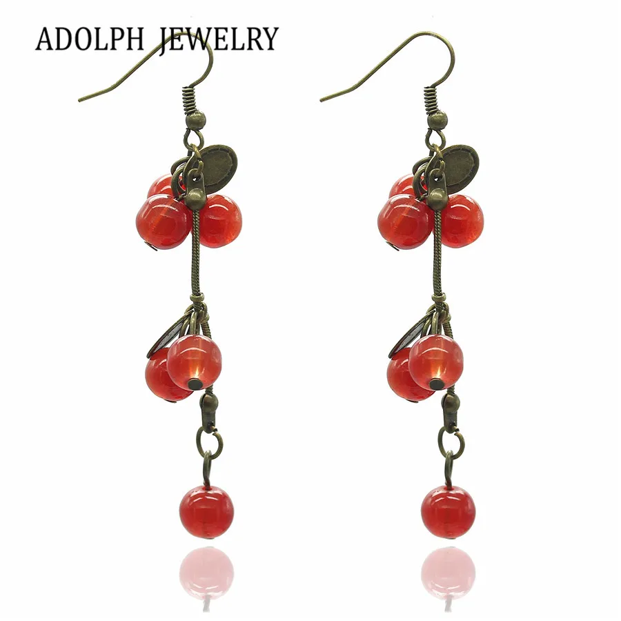 ADOLPH Jewelry Fashion Jewelry For Women Korean Pop Red Cherry Cute Drop  Earring