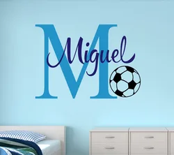 Customize Name Soccer Wall Stickers For Kids Room Personalized Boys Name Bedroom Nursery Wall Art Pic Baby Wall Decals JW012