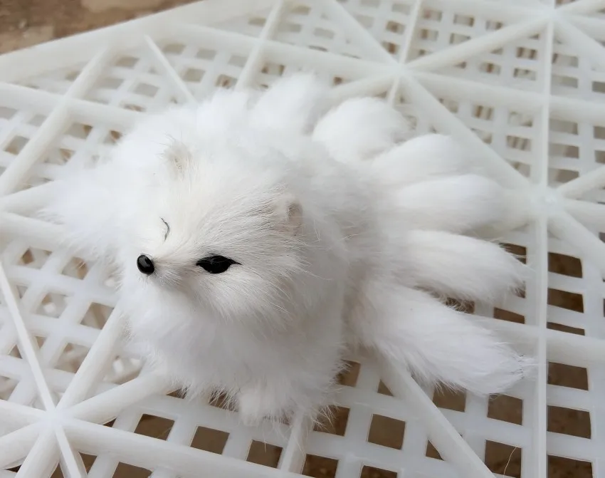 small cute simulation white fox toy resin&fur nine-tails fox doll gift about 18x7.5cm 1403