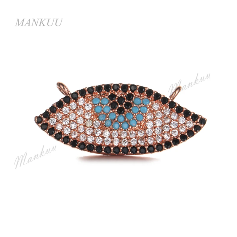 

Mixed Color Zircon Micro Pave Evil Eye Pendant with Double Horn Bails CZ Jewelry Findings Copper Charm Gold Electroplating FC255