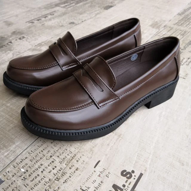 Biamoxer Uniform Shoes Uwabaki Japanese JK Round Toe Women Girls School Students Lolita Black Brown Cosplay Shoes Rubber Sole