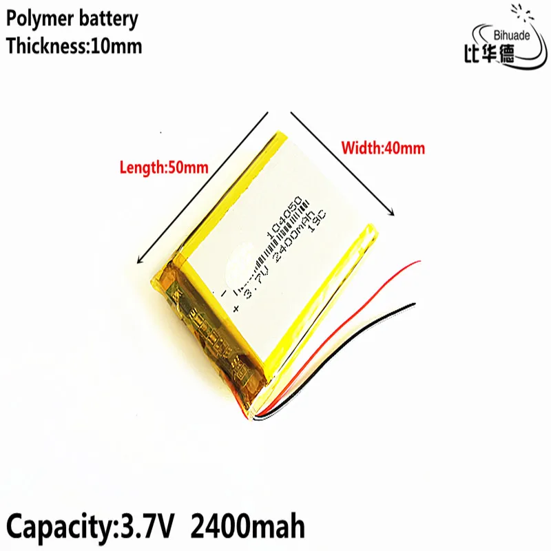 2400mAh Battery 3.7V Lipo 104050 Rechargeable for Dvr GPS MP4 MP5 Tablet PC Laptop Power Bank Electronic Toys Driving Recorder