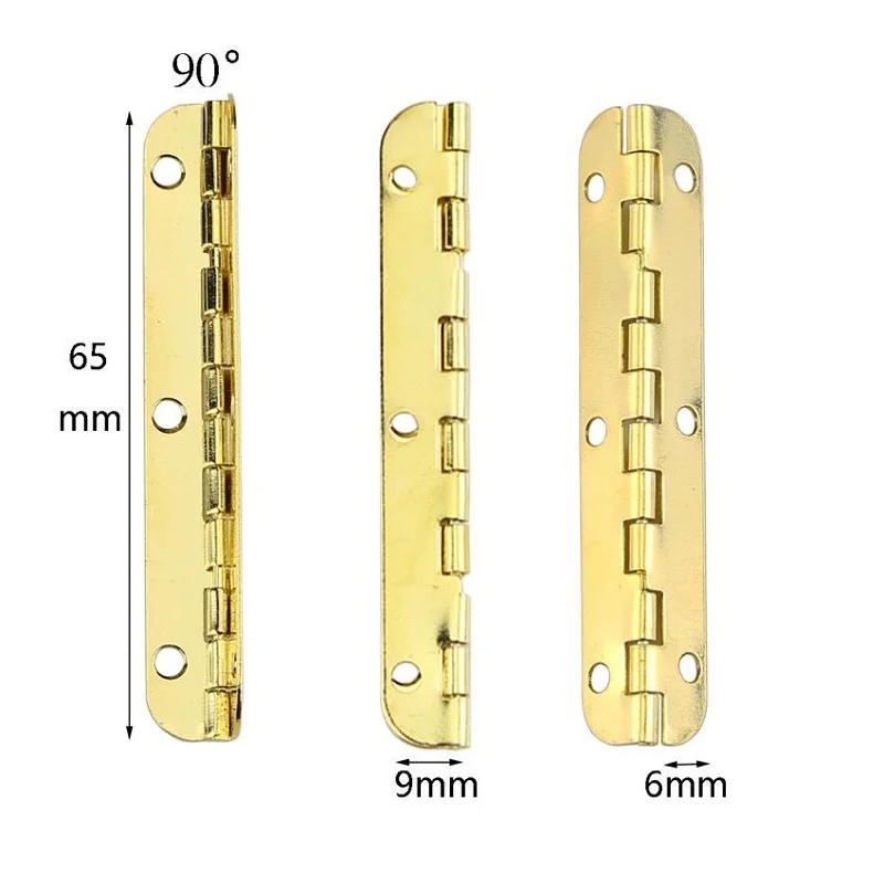 Yellow / Green bronze 65 * 15 mm long elliptical hinge 90  archaize wooden gift box 90 degree hinges X20