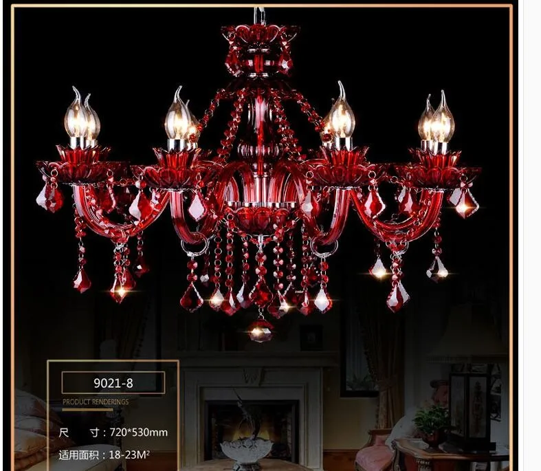 European Modern Red K9 Crystal Chandelier Lustre Crystal Chandeliers Light Lustres De Cristal Chandelier LED AC Villa RED Lamp