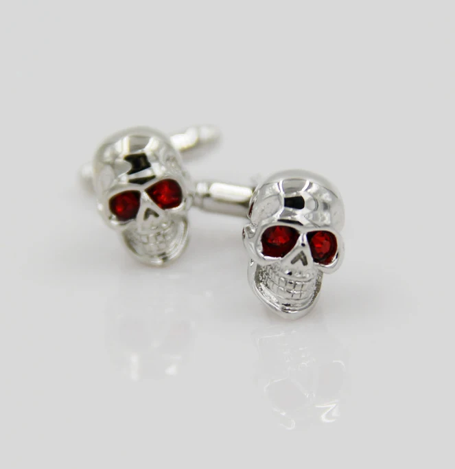 iGame Skeleton Cuff Links Red Eyes Skull Design Quality Brass Shirt Cuflinks For Men