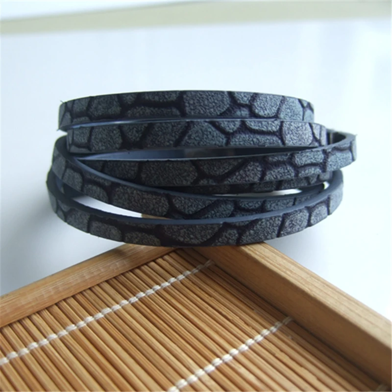 1 Meter Multi-color Flat PU Leather Stone Plaque Shaped Cord For Bracelet Making Rope Fashion Jewelry Findings 5*2mm