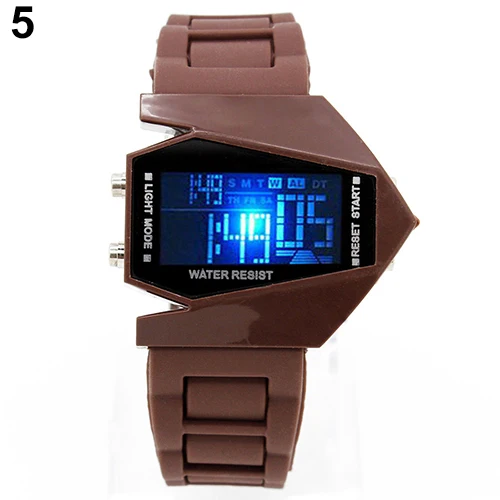 Cool Men\'s Oversized Design Light Digital Sports Plan Shaped Dial Electronics Wrist Watch