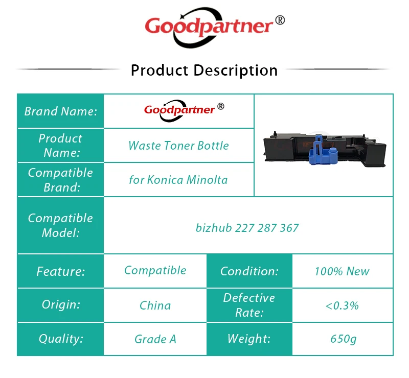1X A7XWWY2 A7XW0Y1 WX-104 WX104 النفايات الحبر حاوية علب زجاجة لكونيكا مينولتا bizhub 227 287 367