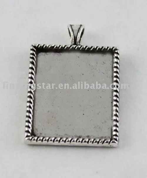 

50PCS Tibetan silver Cabochon Settings Pendant Trays glue on bail picture frame rectangle charm A12192