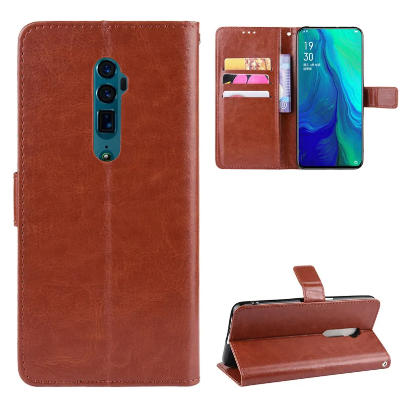 For OPPO Reno 10x zoom Case Luxury Leather Flip Wallet Phone Case For OPPO Reno 5G Case Stand Function Card Holder