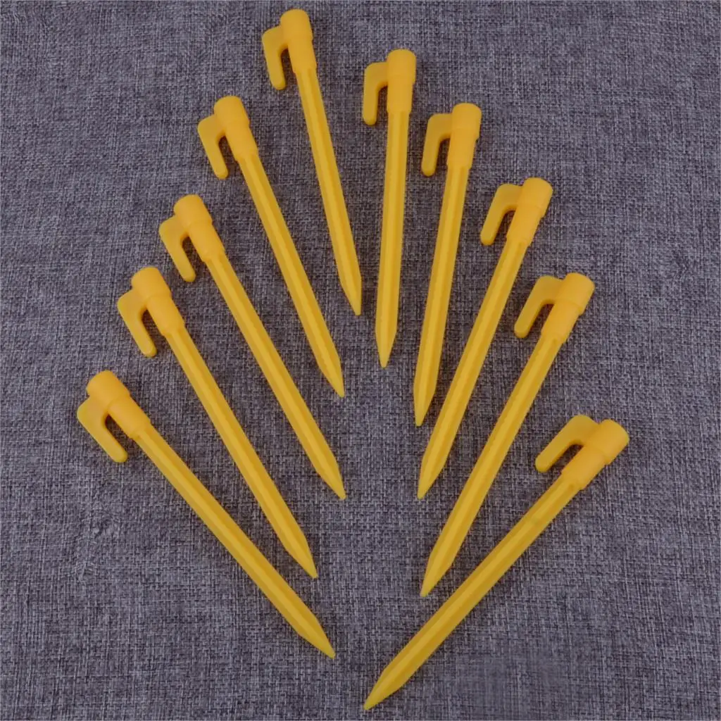 

LETAOSK 10Pcs Plastic Yellow Outdoor Camping Awning Tent Stakes Pegs Pins Trip Nails Fixing Heavy Duty Tent Nail