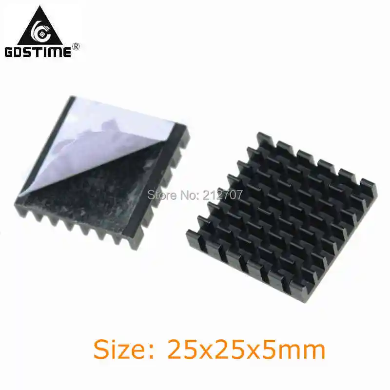 50 Pieces/lot Gdstime 25x25x5mm 3M Tapes Heat Sink Cooling Heatsinks Aluminum Radiator