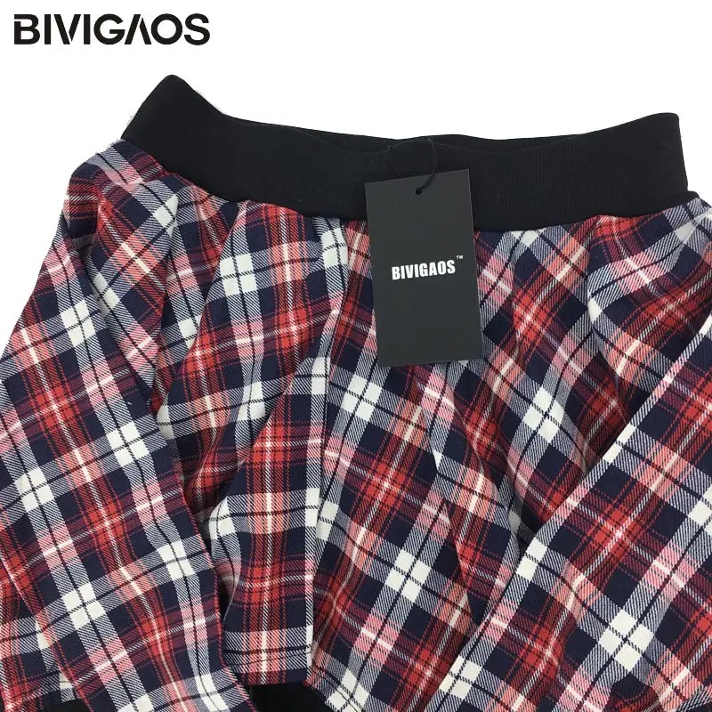 BIVIGAOS-لباس ضيق قطني نسائي كوري غير رسمي ، قميص منقوش من قطعتين ، قاع قوطي ، تنورة ، بنطلون تدريب