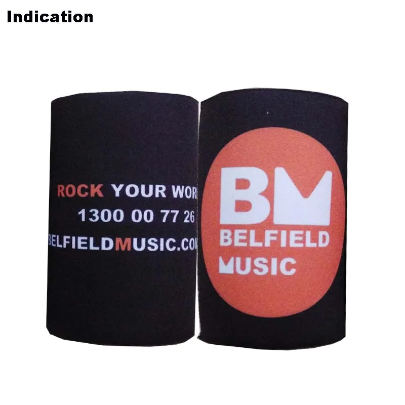 100pcs/lot Neoprene Stubby Holder With Customer Logo Printing Thickness 5mm Can Cooler With Solid Base Stitched top&Bottom