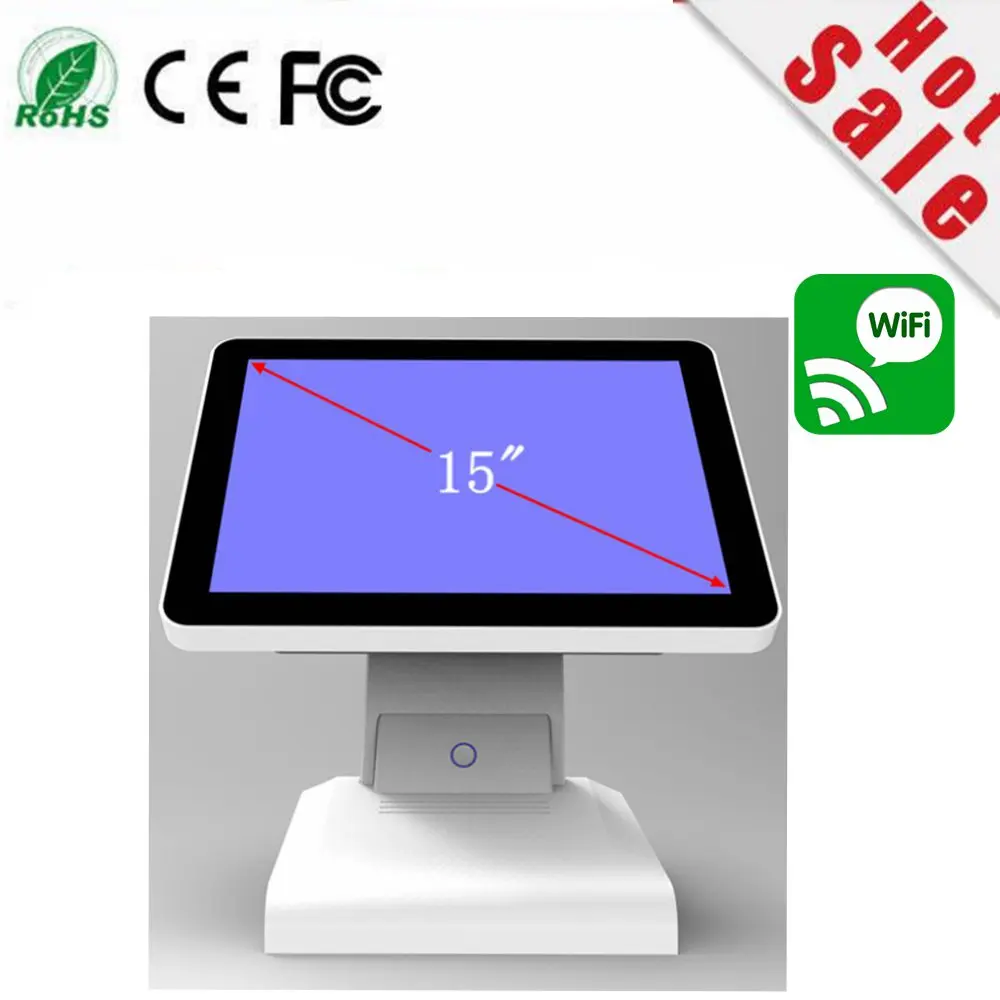 Pantalla táctil capacitiva de 15 pulgadas, Terminal POS todo en uno con lector de tarjetas MSR, I5 4200U DDR 8G Msata128G SSD WIFI