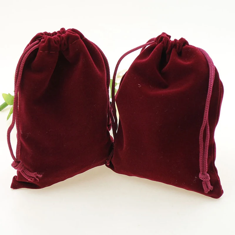 Bolsas de veludo para embalar, 7*9cm, 30 peças, vinho tinto, presentes, artesanais, jóias femininas, faça você mesmo, bolsa de flanela, bolsa de cordão