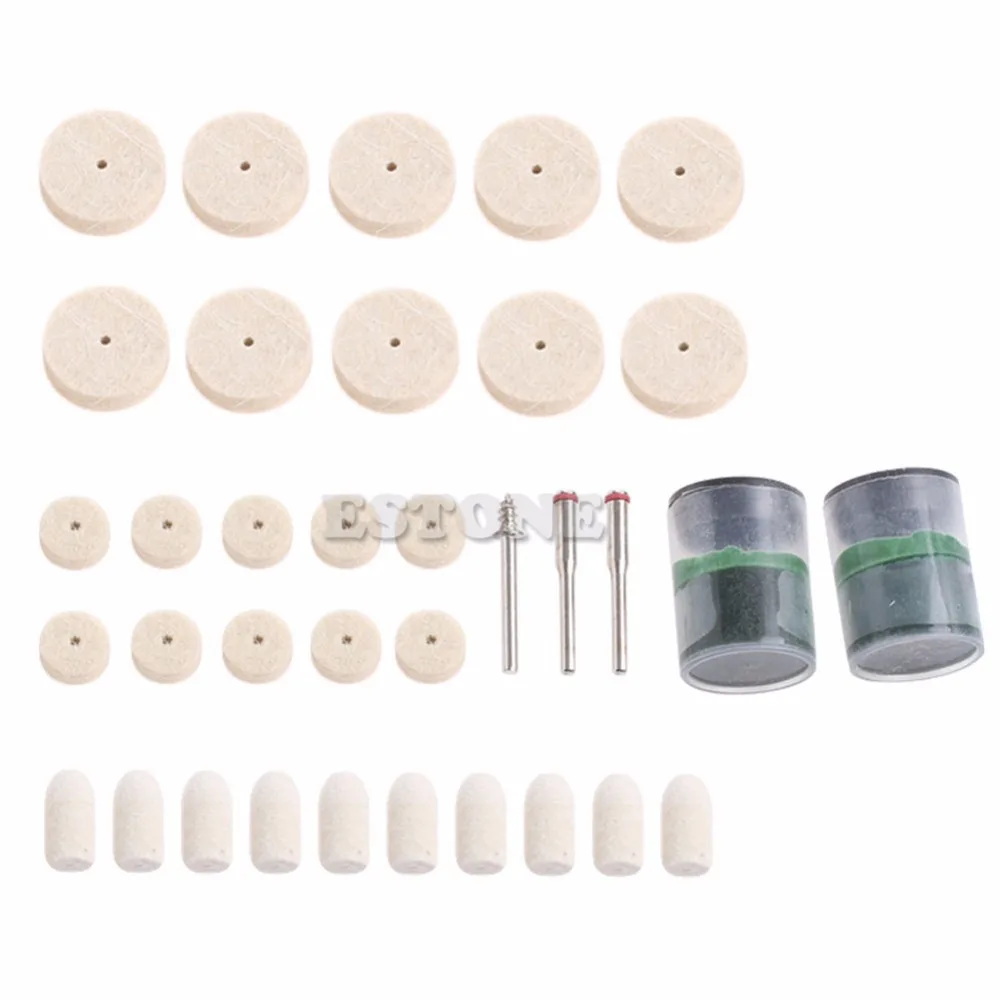 

50JC 35Pcs Soft Felt Polishing Buffing Burr Wheel Kit For Rotary Tools 1/8"