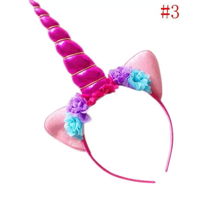 6pcs/lot Dreamy Blooming Unicorn Rainbow Pony Party Costume Headband Kids Birthday Festival Decors Take Home Hairbands Favor