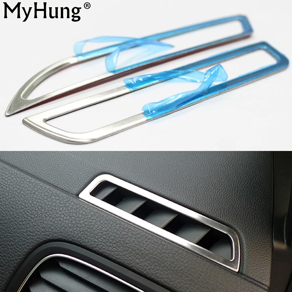 For Volkswagen VW Golf7 Golf 7 MK7 2014 Car Front Left Right AC Trims Cover Air Conditioning Outlet Frame Stainless Steel 2pcs