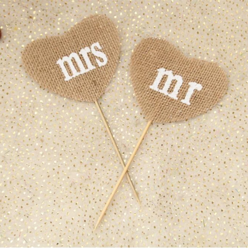 One Set hessian Mr & Mrs Signs for Sweetheart Table Decoration mr mrs wedding Wedding Sign wedding decoration