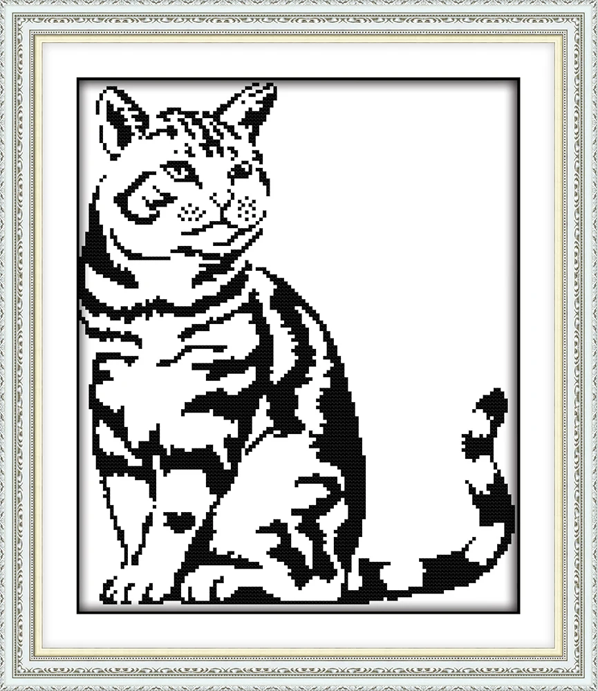 The cat gazing into the distance cross stitch kit aida14ct 11ct count printed canvas stitches embroidery DIY handmade needlework