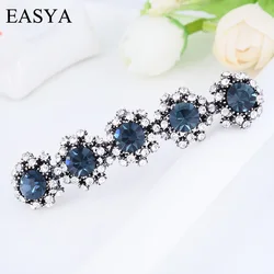 EASYA Retro Metal Barrettes Hairpin Clips For Women Girls Fashion Big Rhinestone Crystal Sunflower Hair Ornaments Hairwear