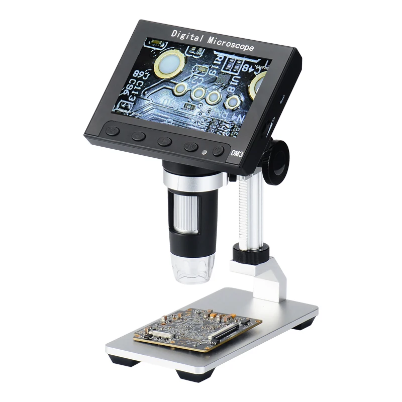 4.3 Inch LCD Display  Metal Stand 5MP 1080P USB  Microscope CMOS Handheld Endoscope for Science Education Inspection Borescope