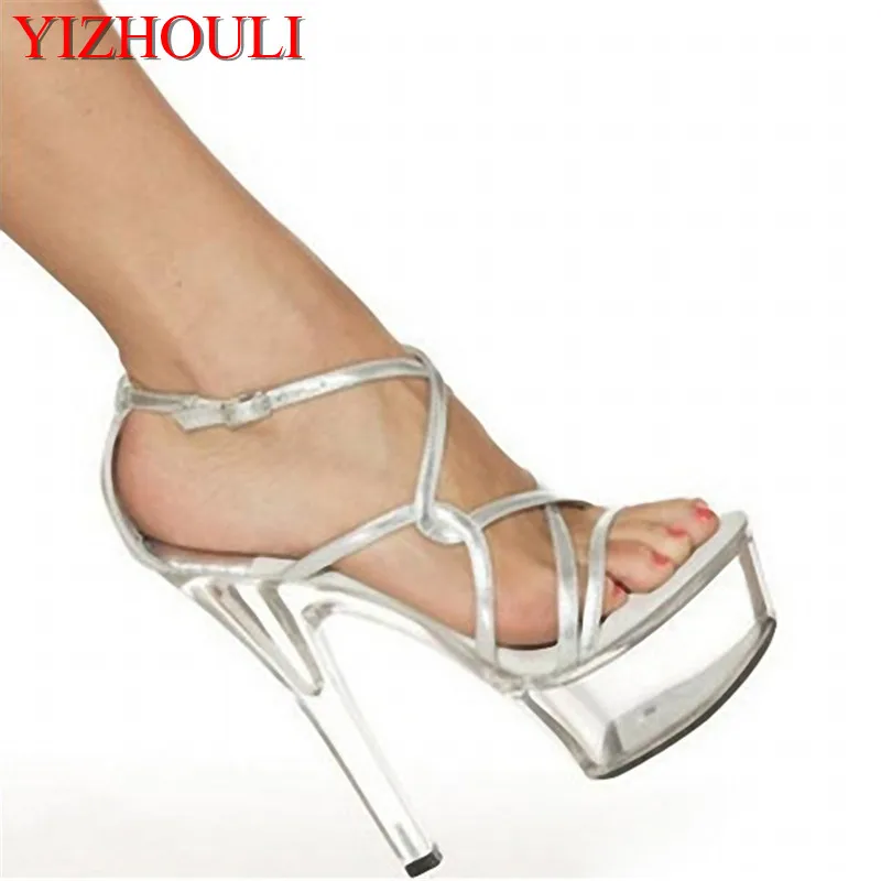 

Stylish Gladiator Platforms Women Open Toe 15cm High Heel Crystal Shoes, Toeless Stiletto, Sandals, Wedding Shoes