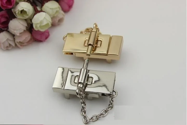 (6 PCS/lot) gold silver plating high-grade leather handbags rectangular chain latch decorative accessories