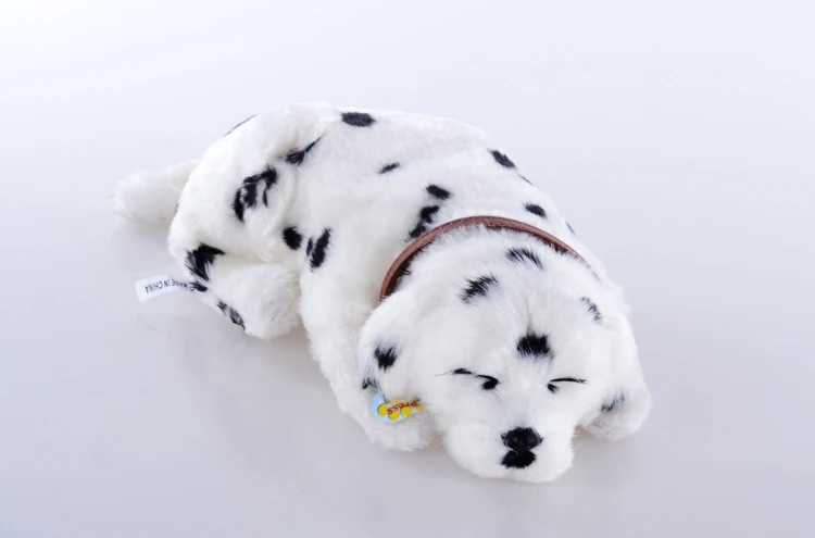 about 30 cm Electric breathing dog,prone sleeping Dalmatian dog funny toy birthday gift a1943