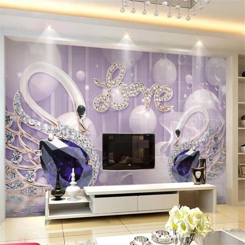 

beibehang Custom wallpaper 3d mural LOVE swan jewelry background wall living room bedroom wallpaper papel de parede 3d wallpaper