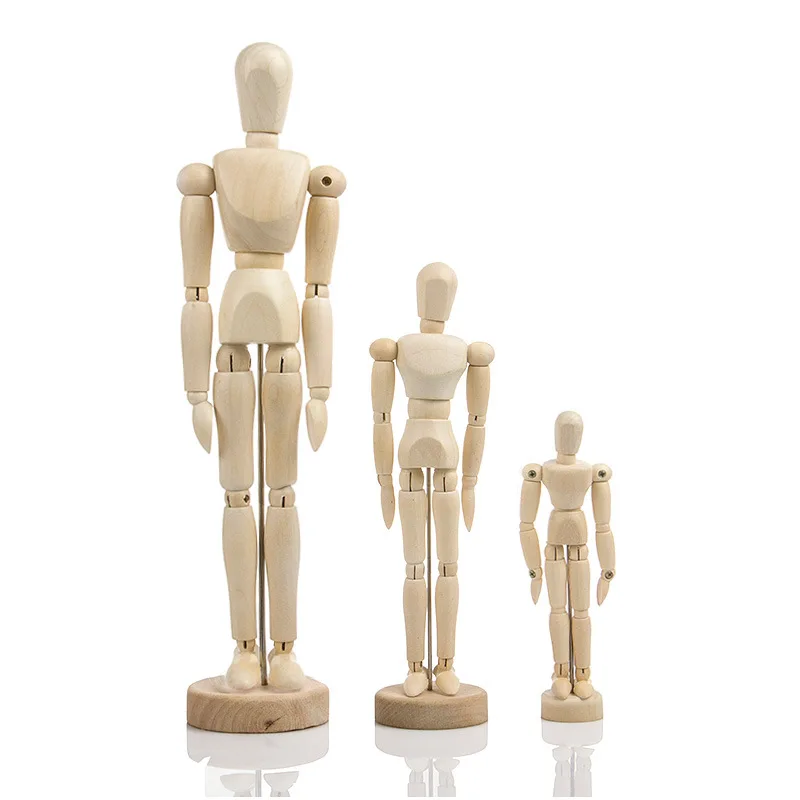 4.5/5.5/8/12/16 inch cartoon wooden puppet toy humanoid art sketch model painting art supplies 1 piece